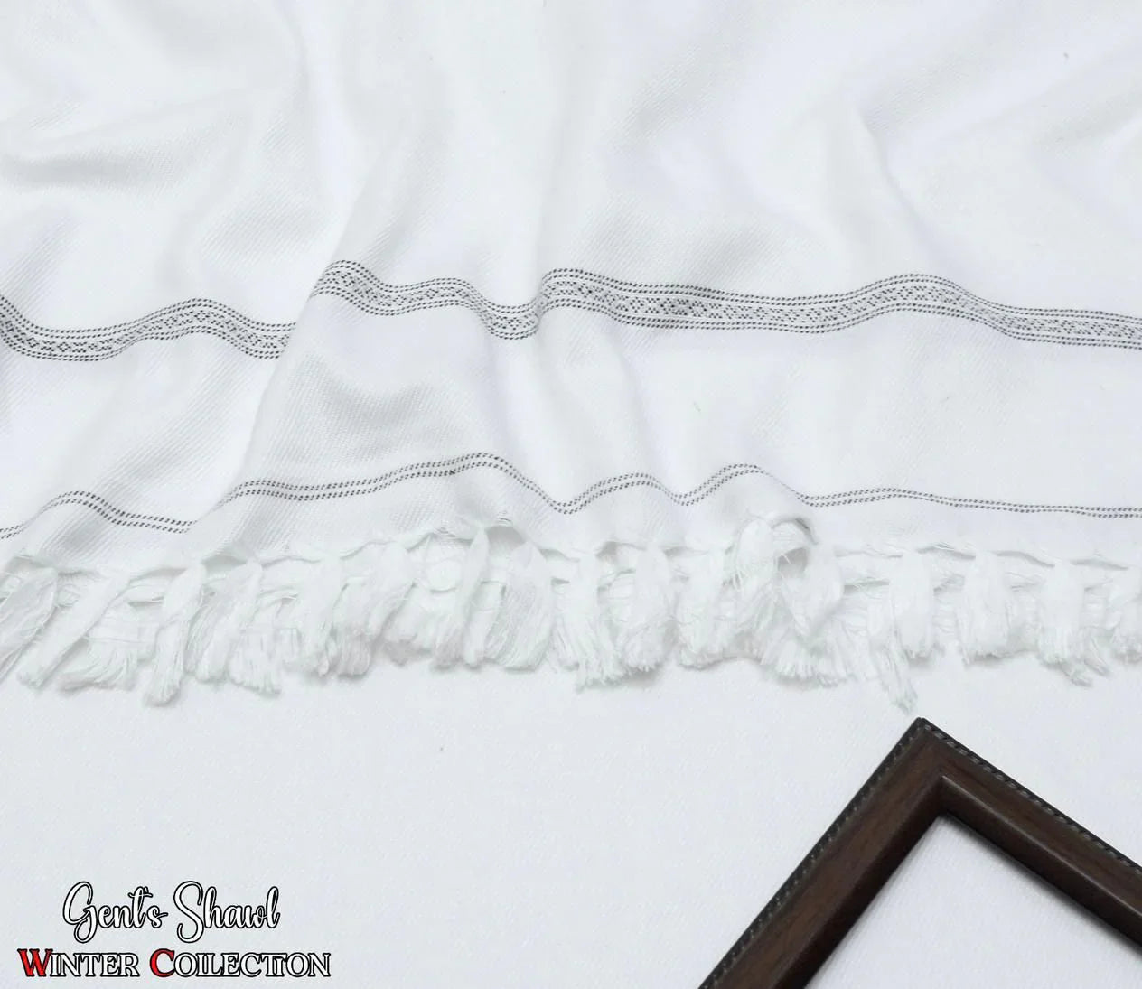 Men's Winter Wool shawl-white 810